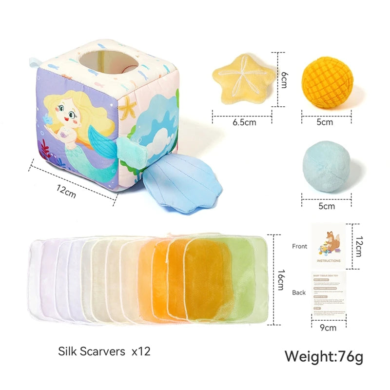 Montessori cloths Toys Magic Cotton Animal Tissue Box Kids Finger Exercise Cloth Busy Box Toys Baby Educational Activity Sensory