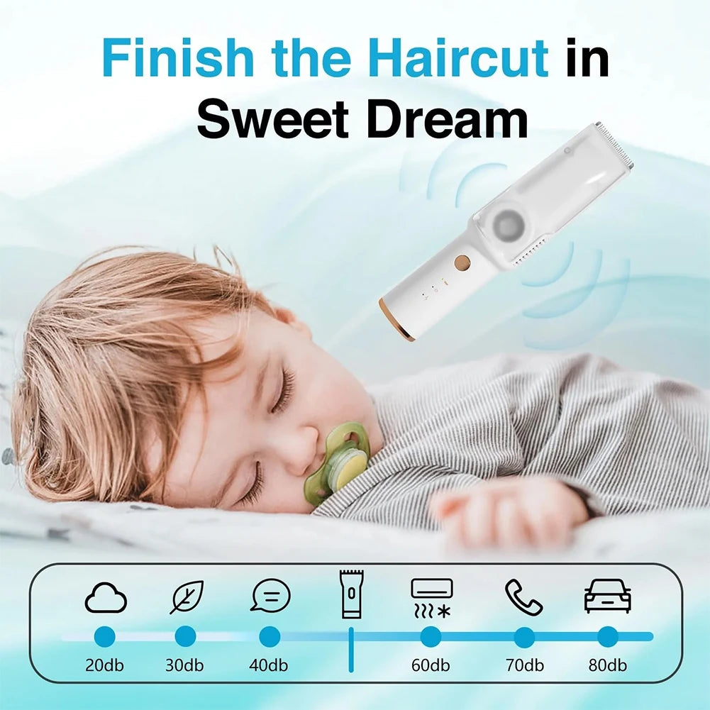 Baby Hair Clipper with Vacuum,Kids Hair Clippers Kit with 3 Guide Combs,IPX7 Waterproof,Cordless Use for Baby Children Infant