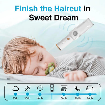 Baby Hair Clipper with Vacuum,Kids Hair Clippers Kit with 3 Guide Combs,IPX7 Waterproof,Cordless Use for Baby Children Infant