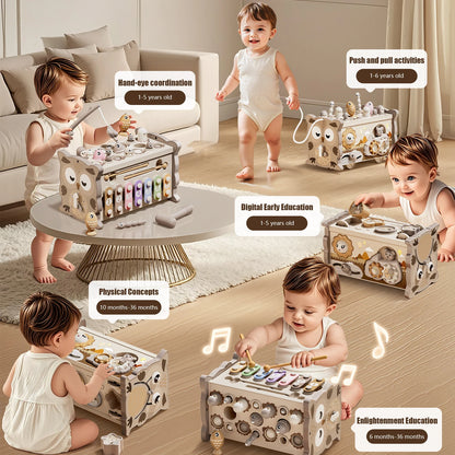 Children Montessori Toy Sensory Magnetic Educational Fishing Owl Busy Board Mole Game Number Xylophone for 3 Year Toddlers Gifts